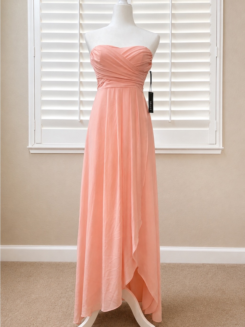 Lulus First Bliss Peach Strapless High-Low Dress